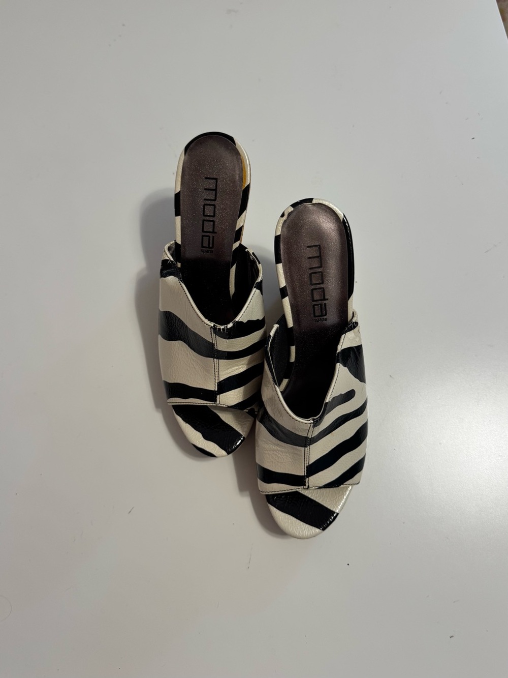 vintage y2k moda spana chunky zebra print heels fits US 7/7.5